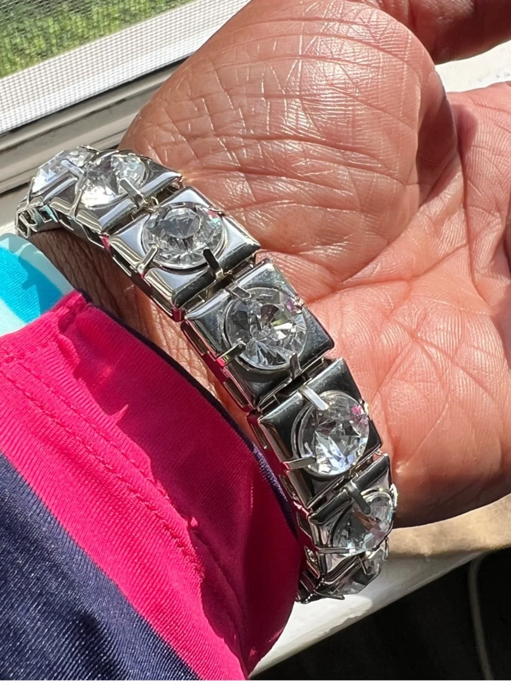 Silver Crystal Bracelet - Clear Stones - Picture 8 of 10